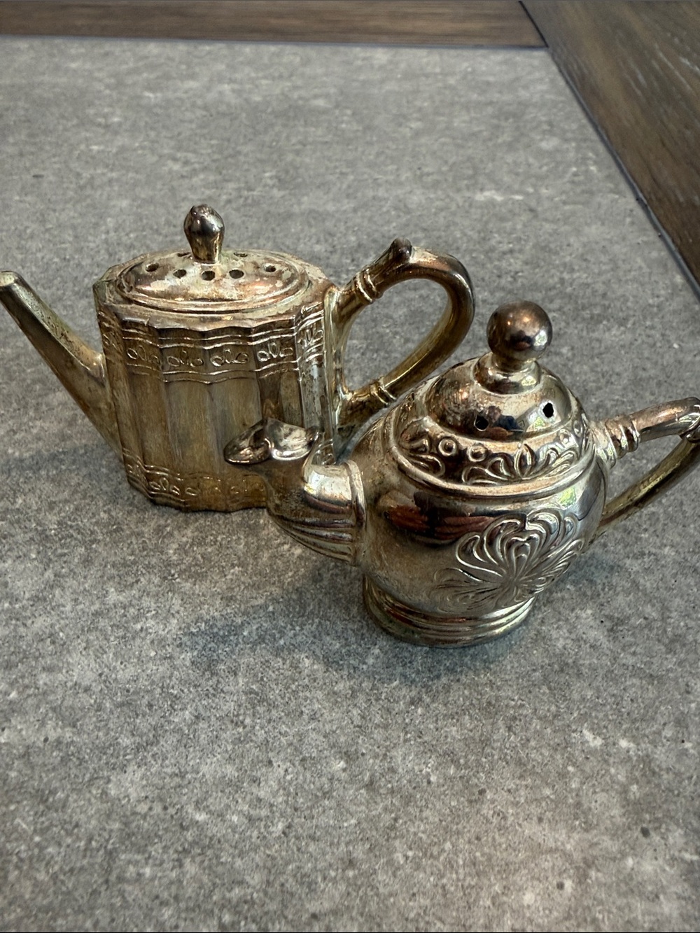 Vintage Godinger Silver Art Co. Coffee and Tea Pot Salt and Pepper Shakers